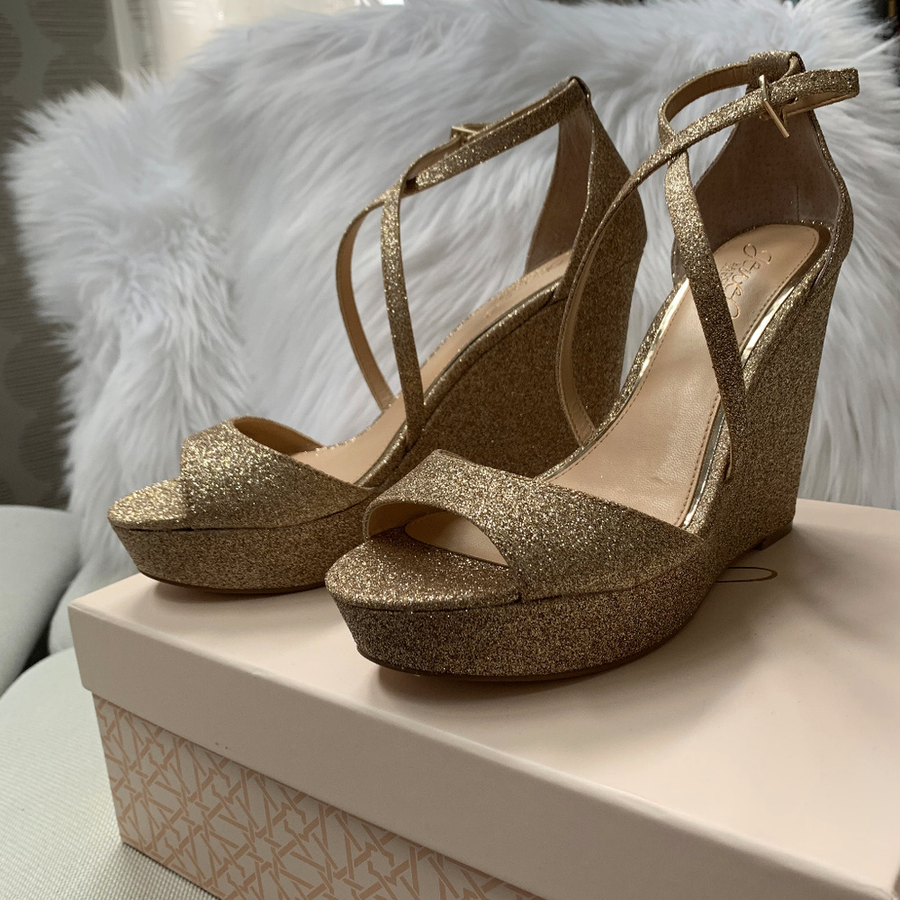 Jewel Badgley Mischka Ambrosia Wedge Sandal 8M